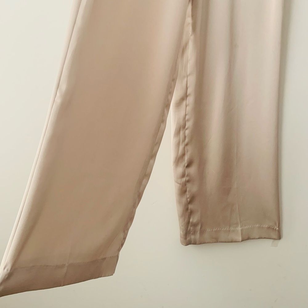Express High Rise Wide-Leg Pants with Tie Waist Women Size M Beige Quiet Luxury - Picture 6 of 12